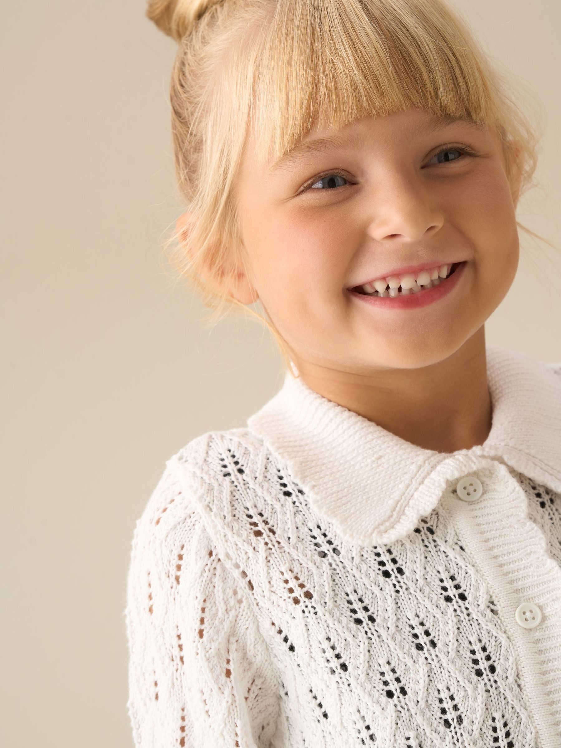 Buy Angel & Rocket White Jessica Collar Crochet Knit Cardigan from