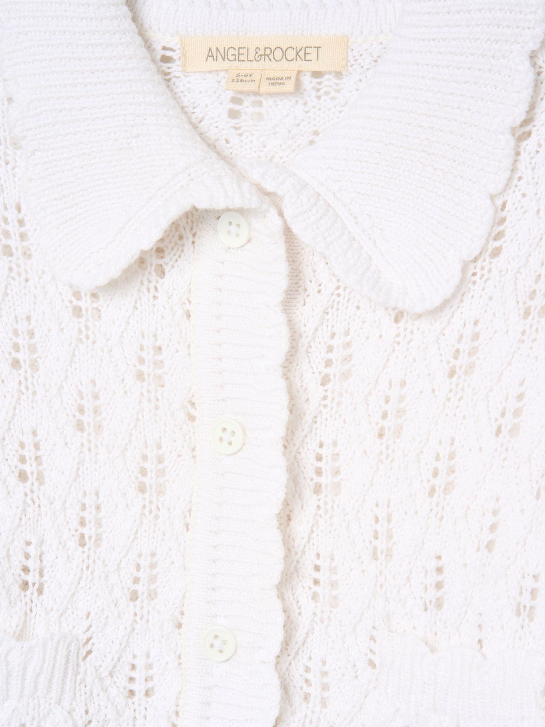Buy Angel & Rocket White Jessica Collar Crochet Knit Cardigan from