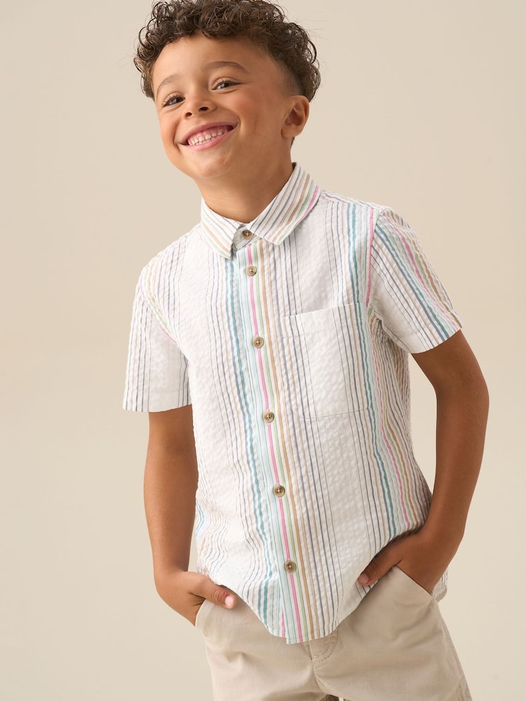 Angel & Rocket Grey Cole Seersucker Stripe Shirt - Image 1 of 7