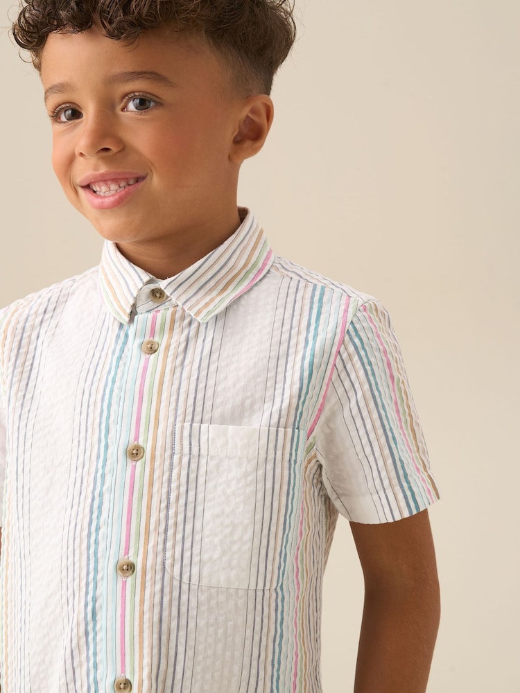 Angel & Rocket Grey Cole Seersucker Stripe Shirt - Image 2 of 7