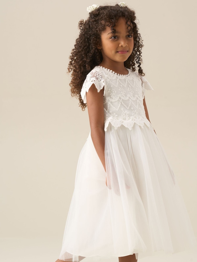 Classic Lace Ivory Flower Girl Dress | Angel & Rocket 13 Yrs