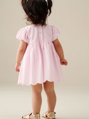 Angel & Rocket Pink Rosie Bow Puff Sleeve Scalloped Dress And Bloomer - Image 3 of 8