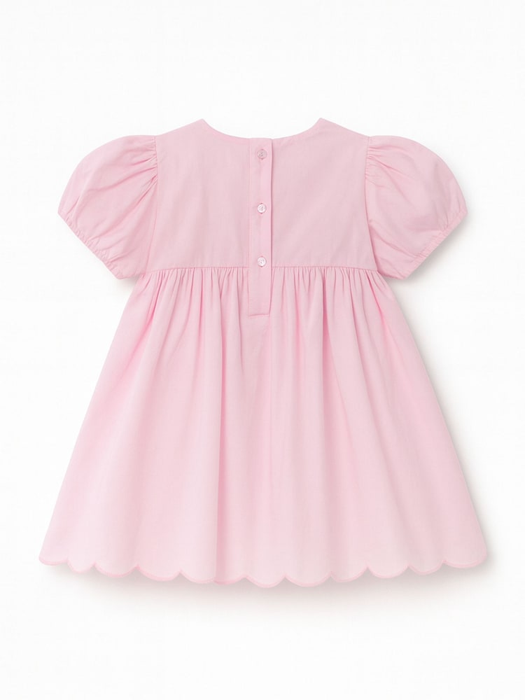 Angel & Rocket Pink Rosie Bow Puff Sleeve Scalloped Dress And Bloomer - Image 8 of 8