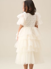 Angel & Rocket Tiffany Elfenbensfarget Perlebesatt Lagdelt Tyllkjole - Bilde 4 av 7