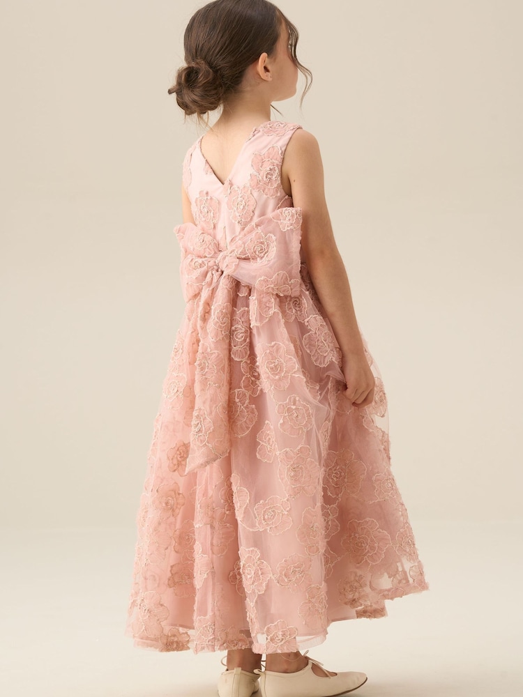 Angel & Rocket Pink Louise Blush Embellished Bow Back Dress - Image 2 of 8 Angel & Rocket Pink Louise Blush Embellished Bow Back Dress - Image 2 of 8
