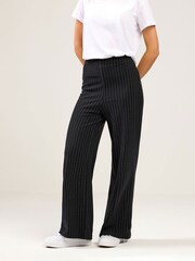 M&Co Black Petite Pinstripe Wide Leg Trousers - Image 2 of 5