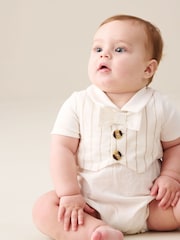 Angel & Rocket Cream Luis Striped Smart Romper - Image 3 of 3