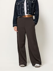 PixieGirl Petite Brown Scuba Crepe Wide Leg Trousers - Image 2 of 4