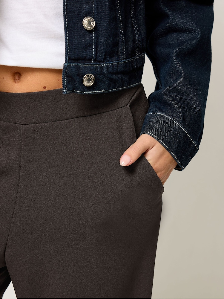 PixieGirl Petite Brown Scuba Crepe Wide Leg Trousers - Image 4 of 4 PixieGirl Petite Brown Scuba Crepe Wide Leg Trousers - Image 4 of 4