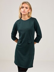 M&Co Green Petite 3/4 Sleeve Tunic Dress - Image 1 of 5