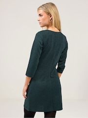 M&Co Green Petite 3/4 Sleeve Tunic Dress - Image 3 of 5