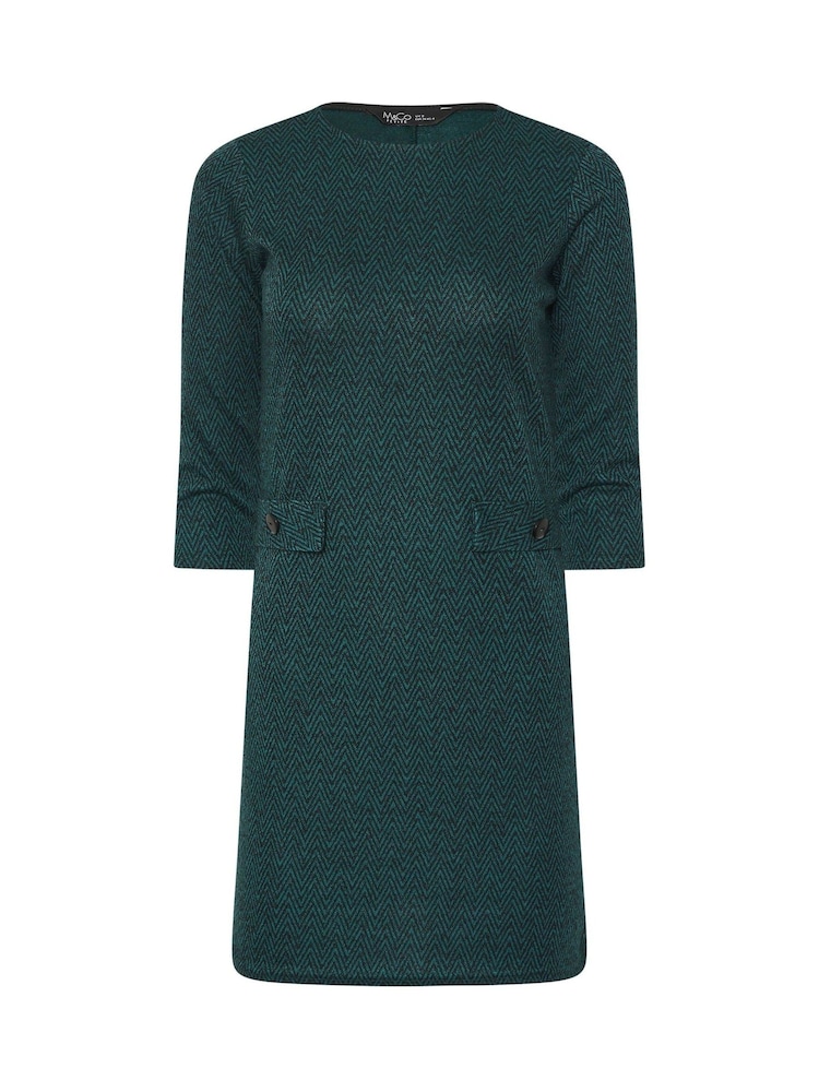M&Co Green Petite 3/4 Sleeve Tunic Dress - Image 5 of 5