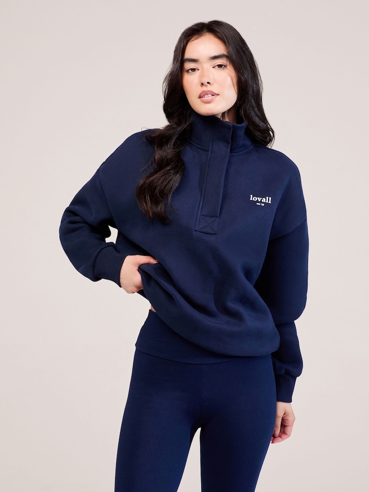 LOVALL Blue Heavyweight Quarter Zip Sweatshirt - Image 2 of 5