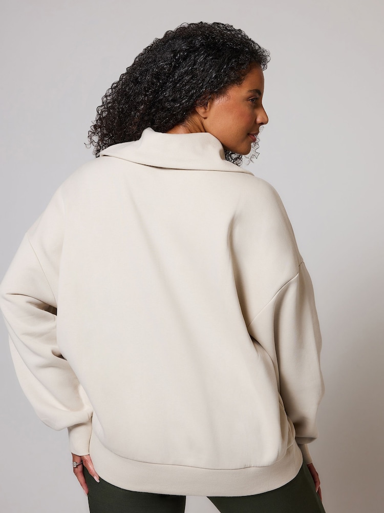 LOVALL Natural Oversized 1/4 Zip Sweatshirt - Image 2 of 4