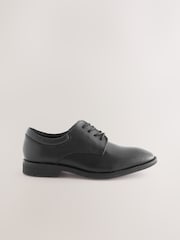 Black Wide Fit (G) School Leather Plain Front  Lace-Up Shoes - Image 3 of 8