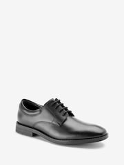 Black Wide Fit (G) School Leather Plain Front  Lace-Up Shoes - Image 4 of 8