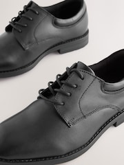 Black Wide Fit (G) School Leather Plain Front  Lace-Up Shoes - Image 5 of 8