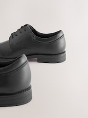 Black Wide Fit (G) School Leather Plain Front  Lace-Up Shoes - Image 6 of 8