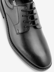 Black Wide Fit (G) School Leather Plain Front  Lace-Up Shoes - Image 8 of 8
