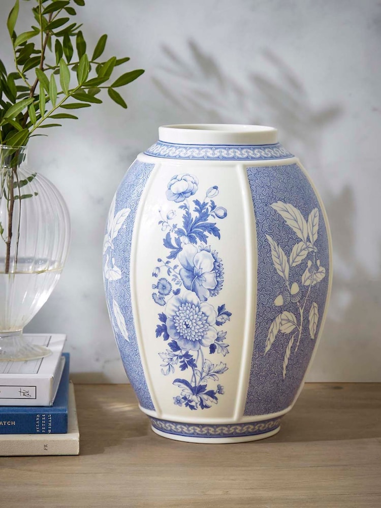 Spode Blue White Italian British Flowers Vase - Image 1 of 6