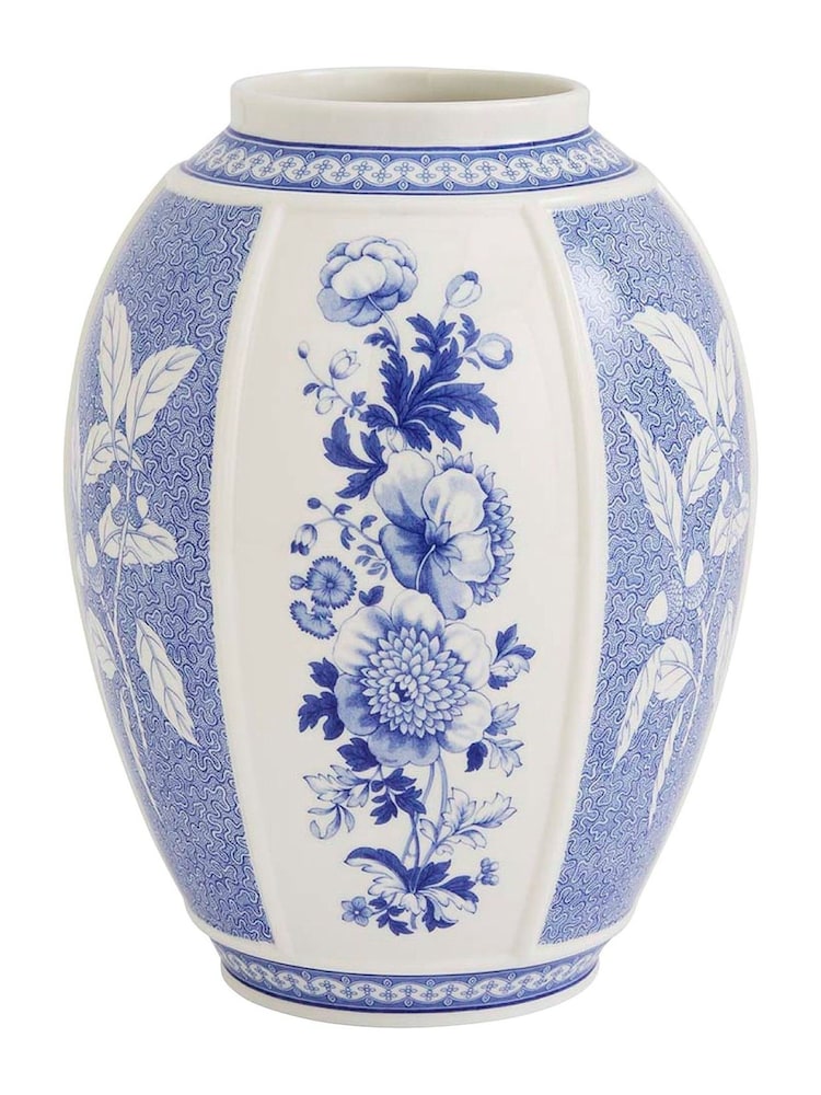 Spode Blue White Italian British Flowers Vase - Image 2 of 6