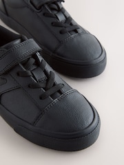 Black Standard Fit (F) Touch Fastening Elastic Lace School Shoes - Image 4 of 5