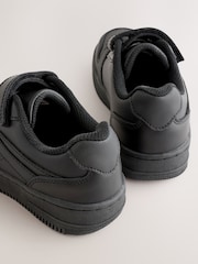 Black Wide Fit (G) Leather Touch Fastening Elastic Lace School Shoes - Image 3 of 5