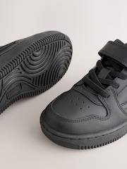 Black Wide Fit (G) Leather Touch Fastening Elastic Lace School Shoes - Image 4 of 5