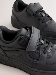 Black Wide Fit (G) Leather Touch Fastening Elastic Lace School Shoes - Image 5 of 5