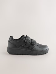 Black Standard Fit (F) Minions Two Strap Touch Fasten School Shoes - Image 3 of 7