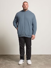 Azul - BadRhino Big & Tall Knitted Borg Lined Full Zip Jacket - Imagen 4 de 7