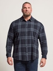 BadRhino Big & Tall Blue Check Seersucker Long Sleeve Shirt - Image 1 of 6