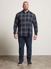 BadRhino Big & Tall Blue Check Seersucker Long Sleeve Shirt - Image 3 of 6