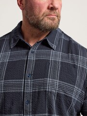 BadRhino Big & Tall Blue Check Seersucker Long Sleeve Shirt - Image 4 of 6