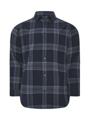 BadRhino Big & Tall Blue Check Seersucker Long Sleeve Shirt - Image 5 of 6
