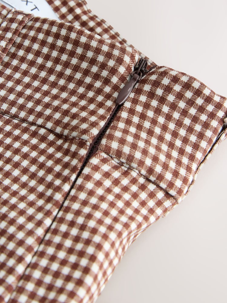 Chocolate Brown Gingham Check Capri Leggings - Image 8 of 8