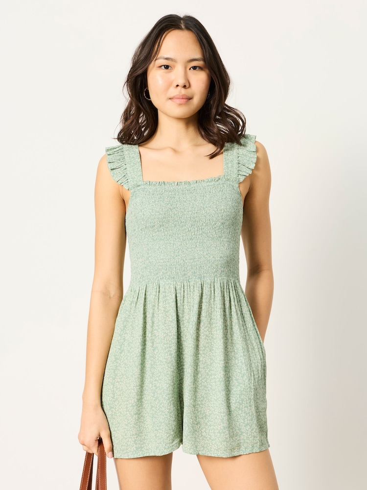 FatFace Green Coral Texture Petite Petite Cheska Playsuit - Image 1 of 6