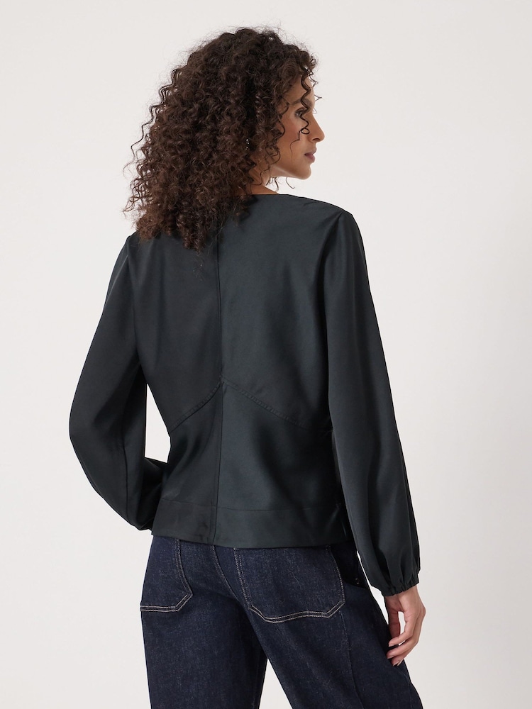 Hush Black Grace Satin Long Sleeve Top - Image 4 of 4