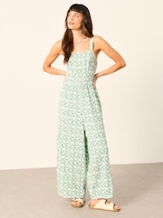 FatFace Ruby Green Fan Geo Petite Jumpsuit - Image 1 of 6