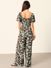 FatFace Gabby Chocolate Brown Batik Petite Jumpsuit - Image 2 of 6