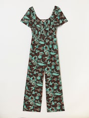 FatFace Gabby Chocolate Brown Batik Petite Jumpsuit - Image 6 of 6