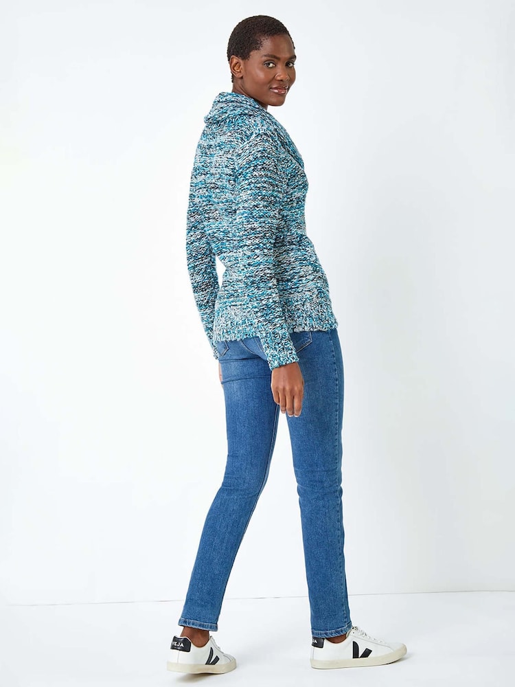 Roman Blue Cowl Neck Tape Yarn Jumper - Image 2 of 5 Roman Blue Cowl Neck Tape Yarn Jumper - Image 2 of 5