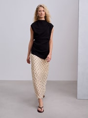 أسود/أبيض منقط بولكا - فستان متوسط الطول بتنورة شفافة 2 في 1 - صورة 1 من 9