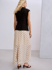 أسود/أبيض منقط بولكا - فستان متوسط الطول بتنورة شفافة 2 في 1 - صورة 4 من 9