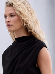 أسود/أبيض منقط بولكا - فستان متوسط الطول بتنورة شفافة 2 في 1 - صورة 5 من 9