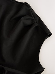 أسود/أبيض منقط بولكا - فستان متوسط الطول بتنورة شفافة 2 في 1 - صورة 9 من 9