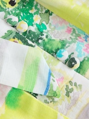 Green/Pink Floral Bubblehem Tie Neck Sleeveless Top - Image 9 of 9
