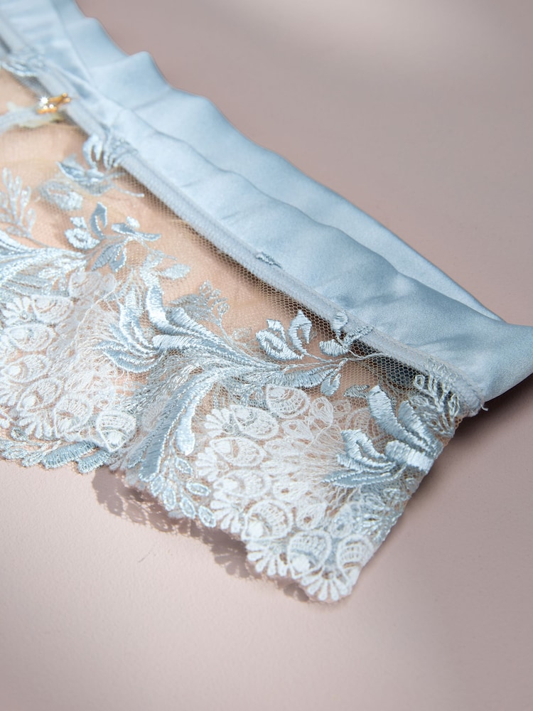 AIYLA Blue Swiss Designed Embroidered Silk Knickers - Bild 7 von 7