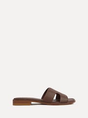 Linzi Dark Brown Renata Flat Sliders Sandals With Open Loop Detailing - Image 2 of 7