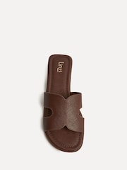 Linzi Dark Brown Renata Flat Sliders Sandals With Open Loop Detailing - Image 4 of 7